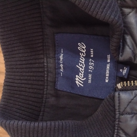 Madewell Black Quilted Session Full Zip Bomber Jacket Size S - Picture 7 of 15